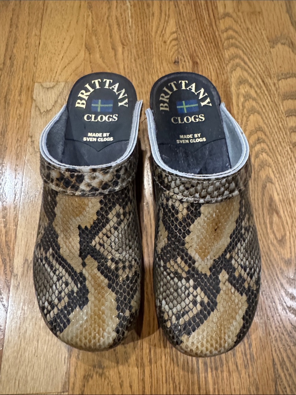 Sven Snake-Print Clogs in Brown and Black